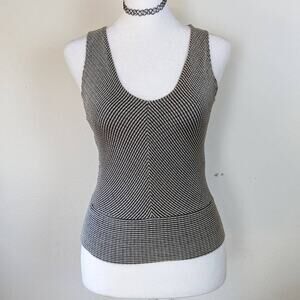 Fleur de Peche Sparkly NYE Sleeveless V-neck Silver Top M